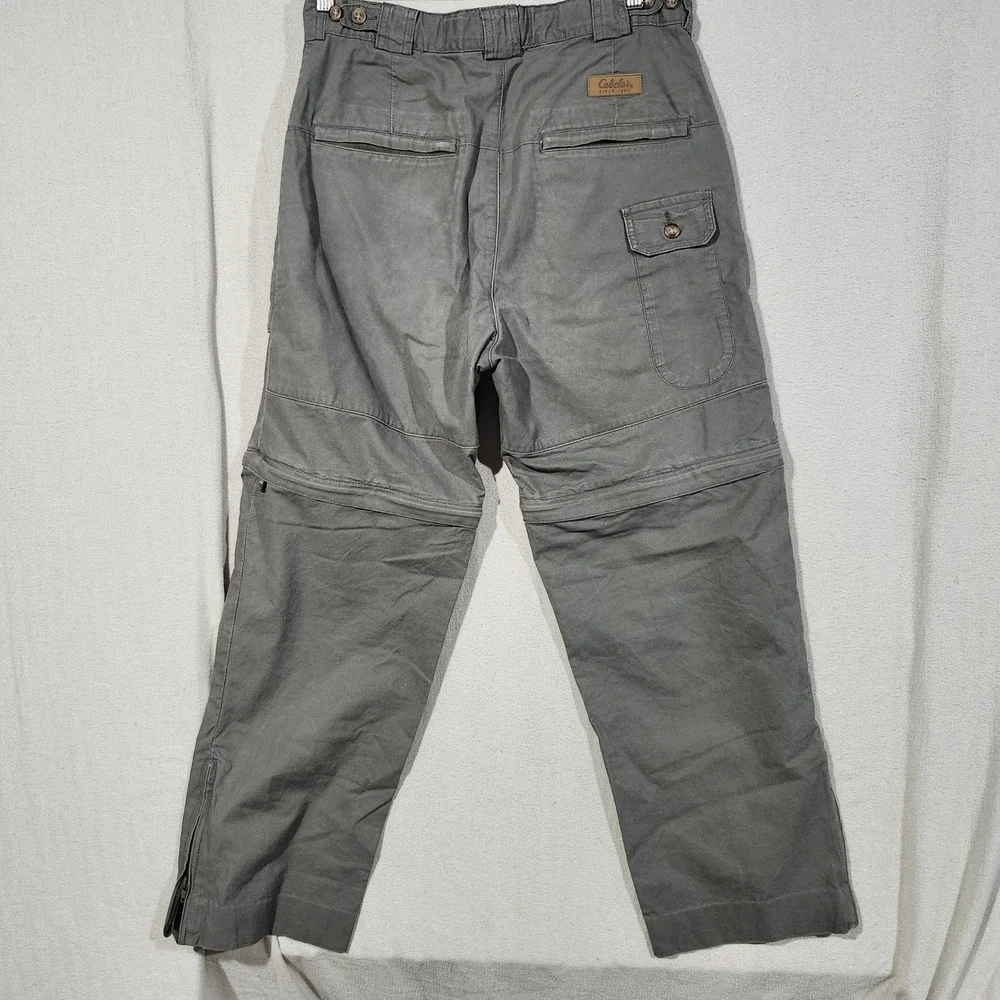 Cabelas Outdoors Mens 30x32 Convertible Cargo Pants Olive Gray Hiking Utility